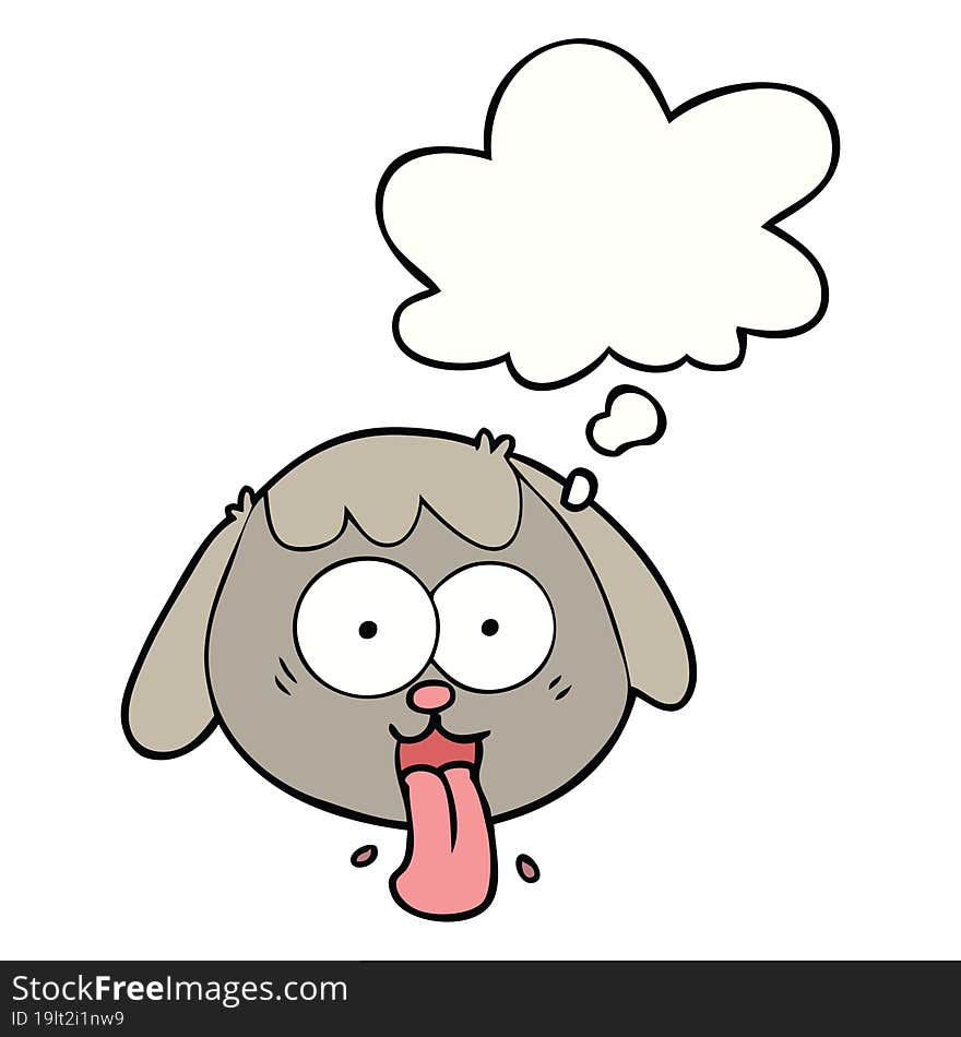 cartoon dog face panting with thought bubble. cartoon dog face panting with thought bubble