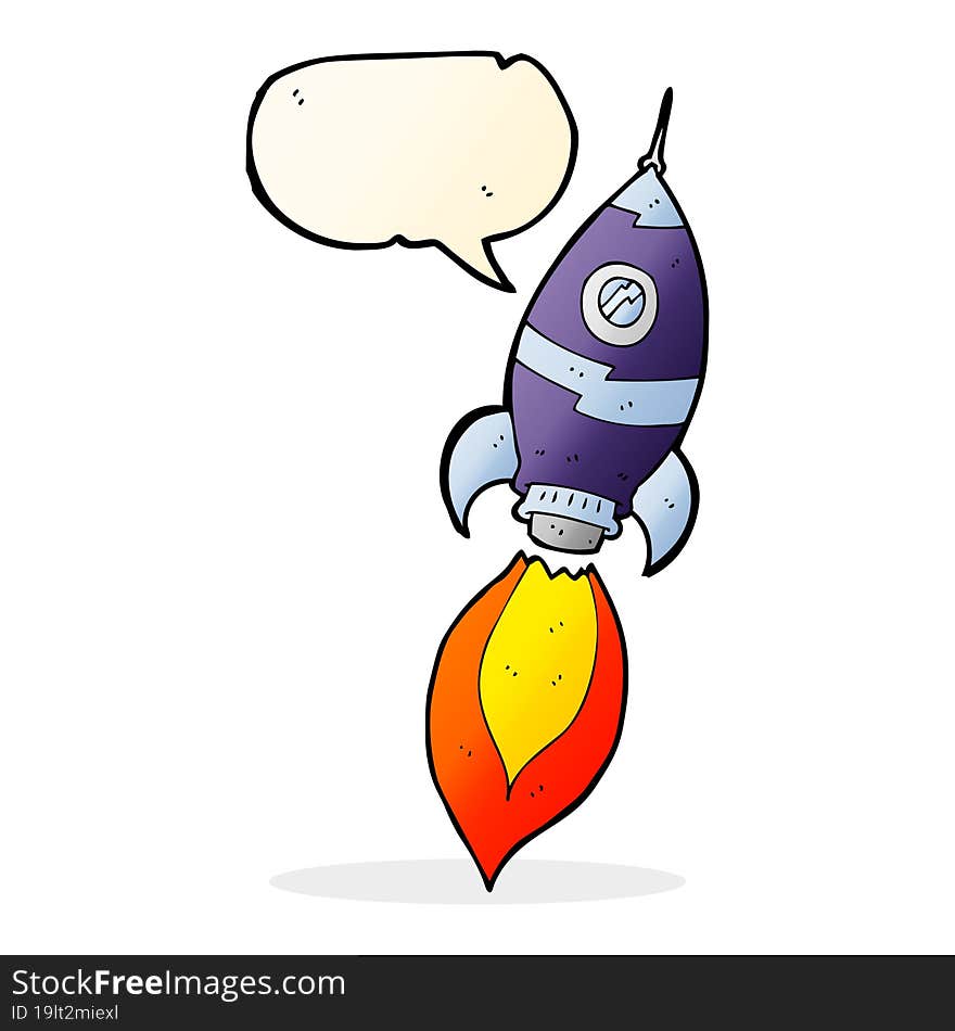 Cartoon Spaceship With Speech Bubble