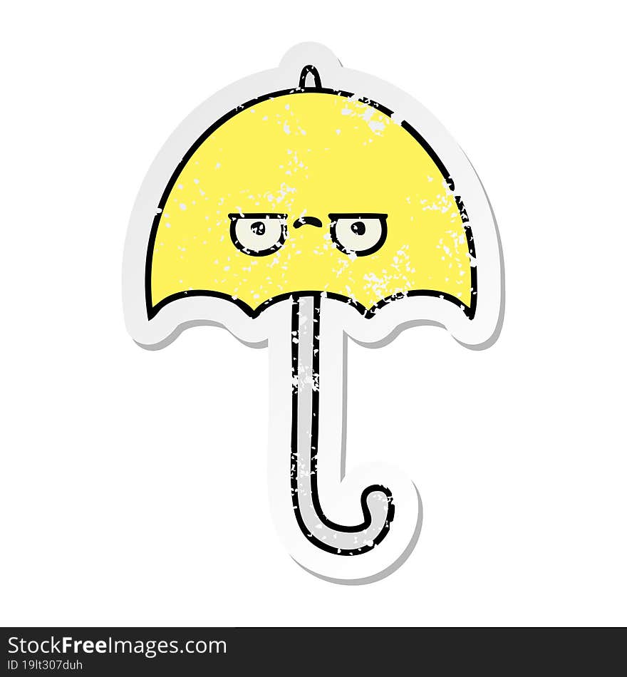 distressed sticker of a cute cartoon umbrella