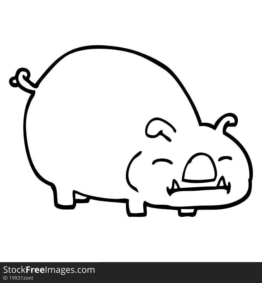 black and white cartoon pig