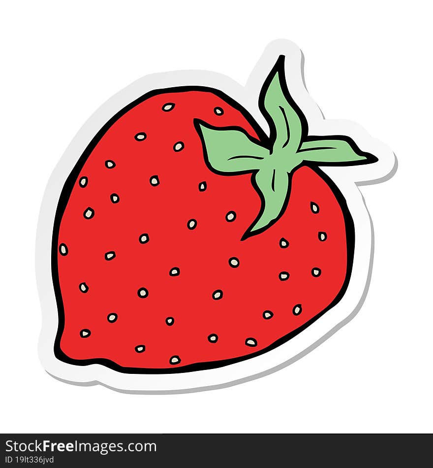 sticker of a cartoon strawberry