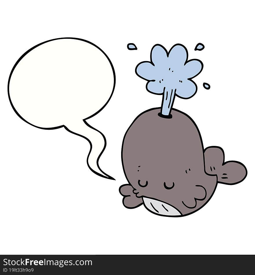 cartoon spouting whale and speech bubble