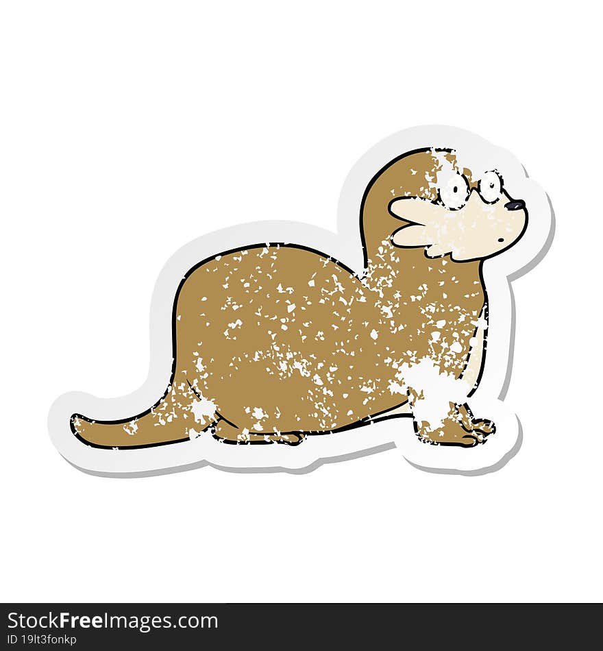 Distressed Sticker Of A Cartoon Otter