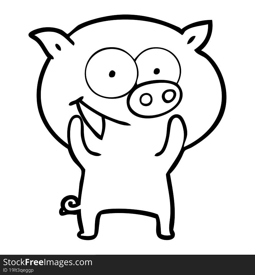 cheerful pig cartoon. cheerful pig cartoon