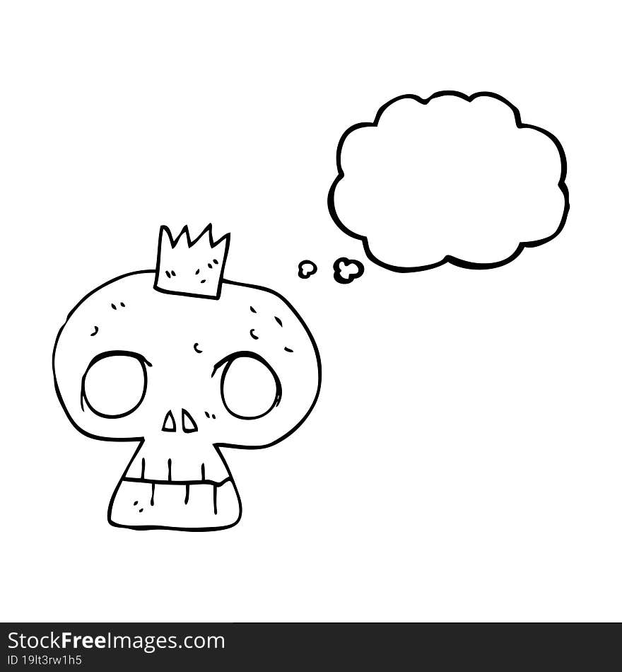 thought bubble cartoon skull with crown