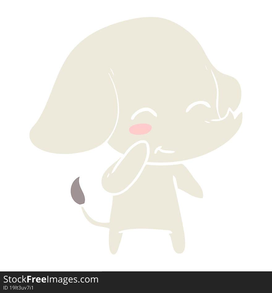 Cute Flat Color Style Cartoon Elephant