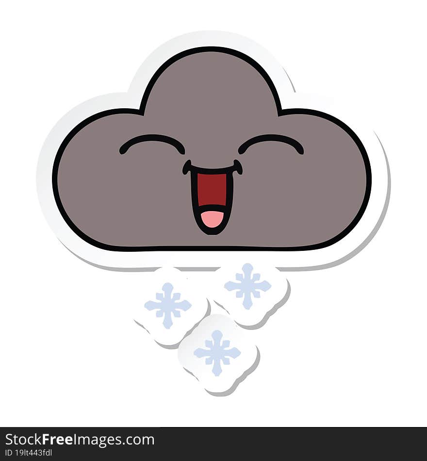 Sticker Of A Cute Cartoon Storm Snow Cloud