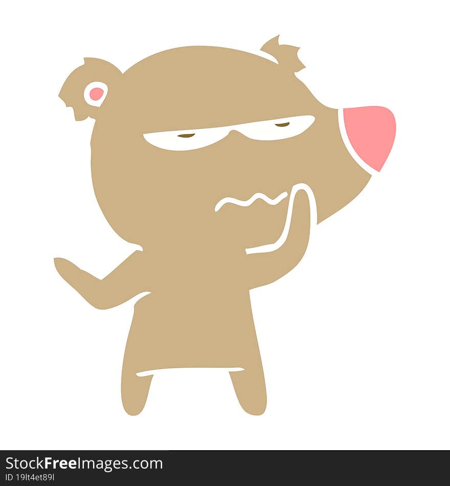 angry bear flat color style cartoon