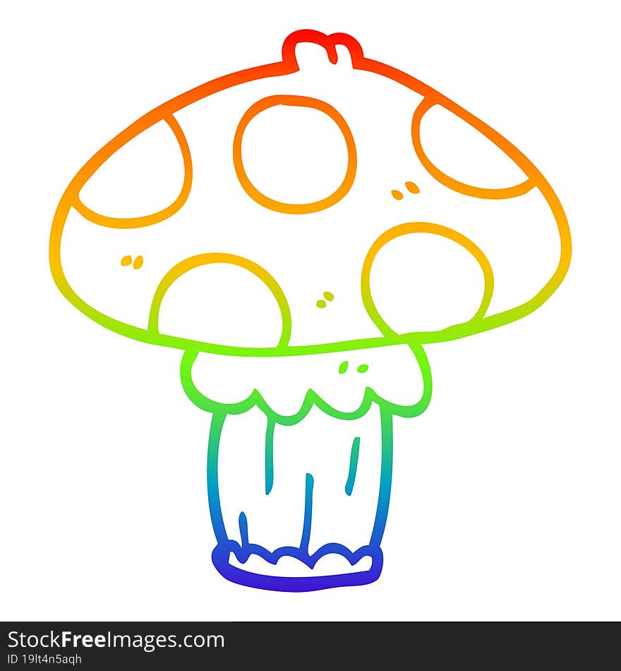 rainbow gradient line drawing of a cartoon toadstool