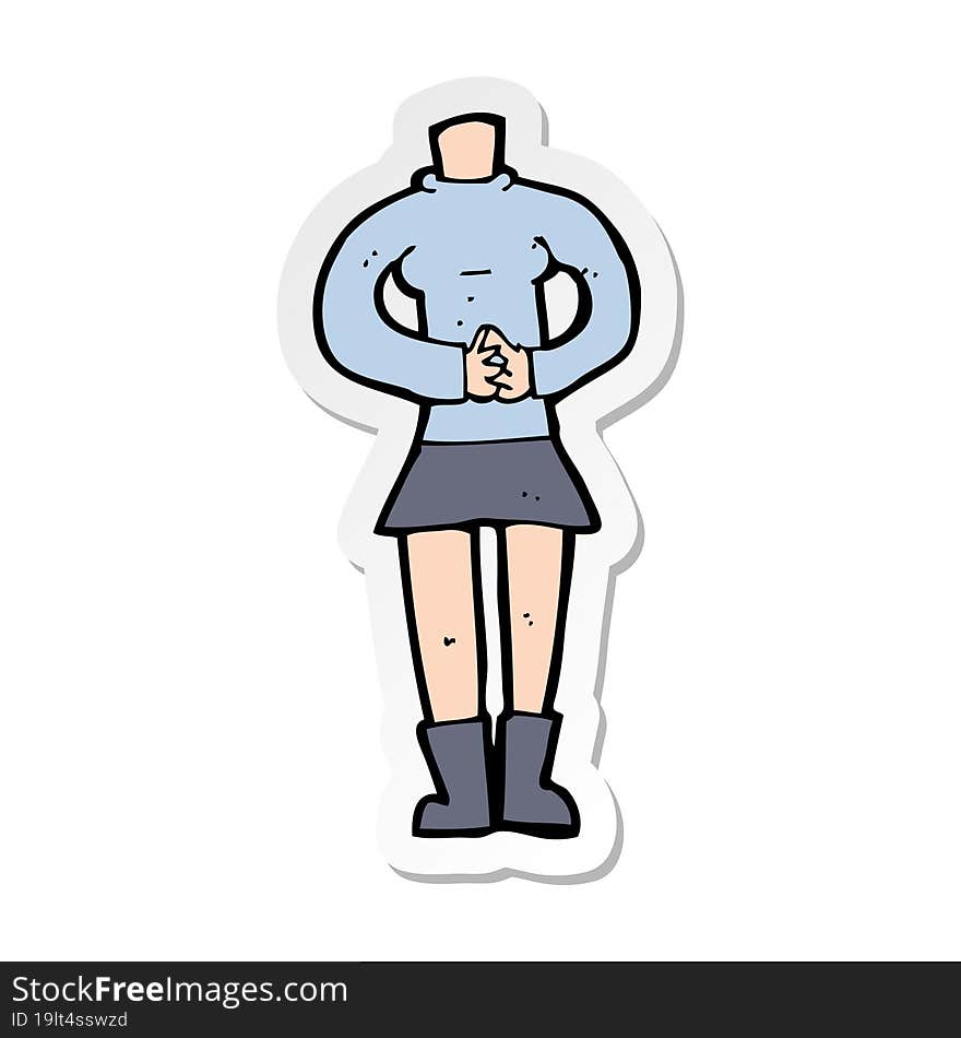 sticker of a cartoon female body