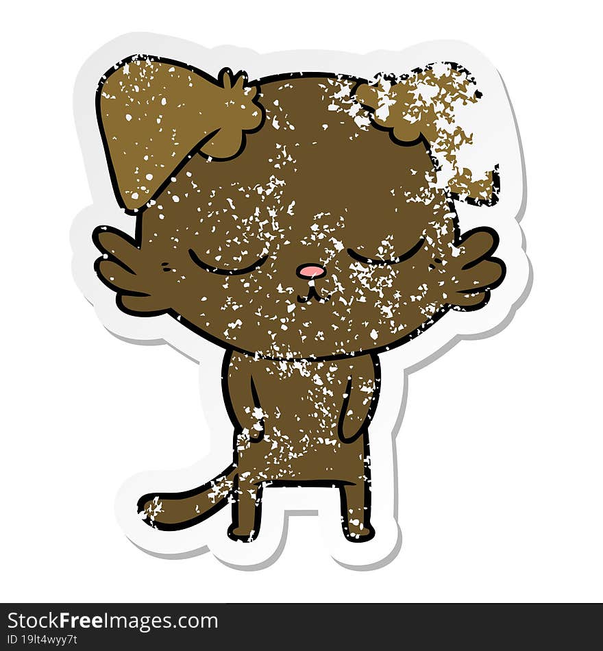 distressed sticker of a cute cartoon dog