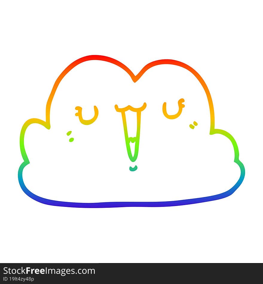 rainbow gradient line drawing cute cartoon cloud