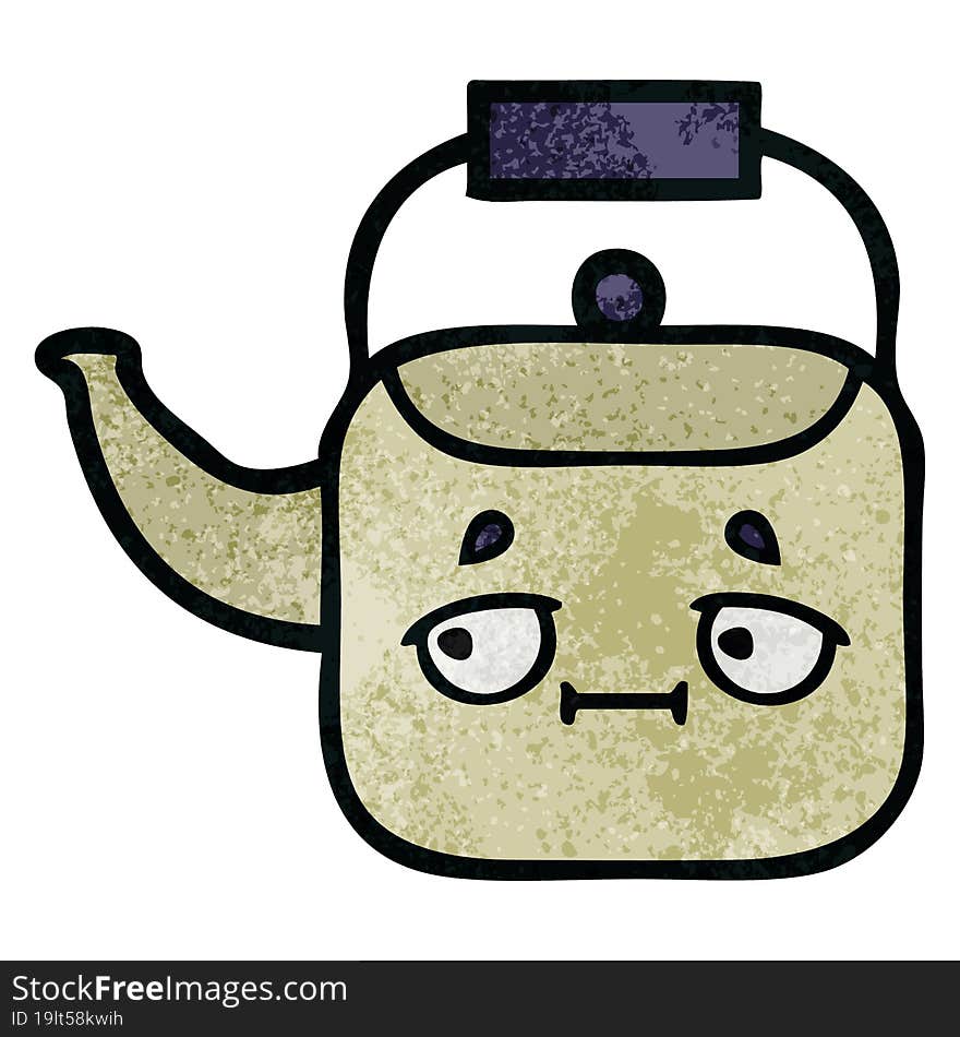 Retro Grunge Texture Cartoon Kettle