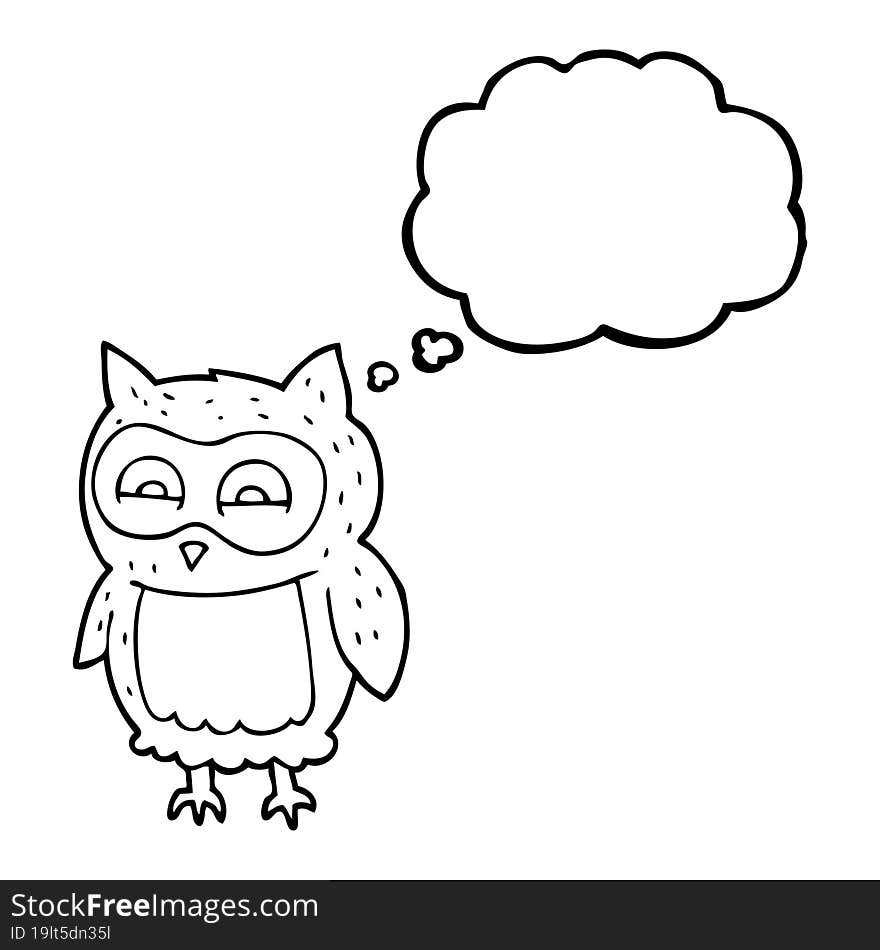 freehand drawn thought bubble cartoon owl