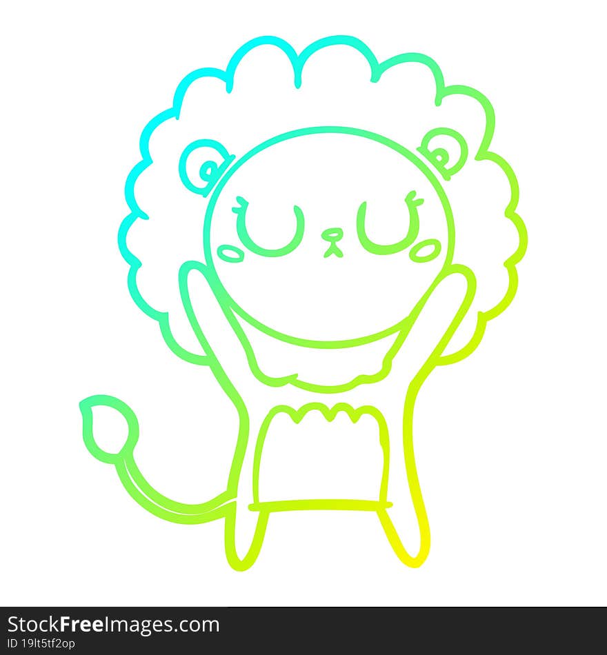 cold gradient line drawing of a cartoon lion