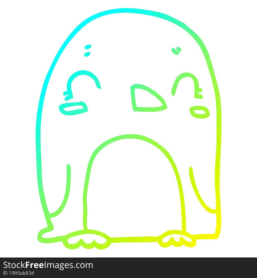 cold gradient line drawing cartoon penguin