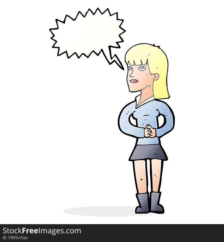 cartoon woman waiting with speech bubble