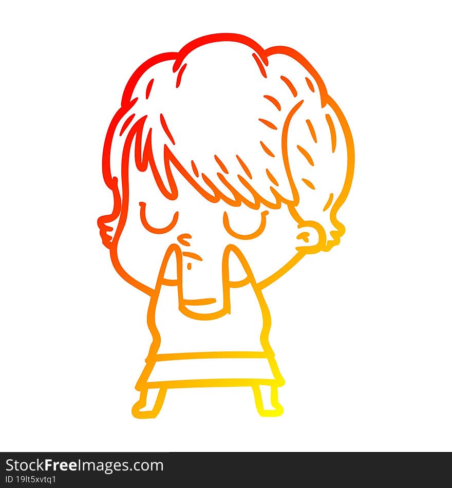 warm gradient line drawing of a cartoon woman