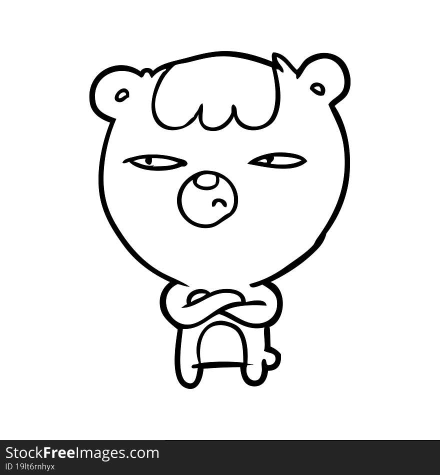 line drawing of a annoyed bear with arms crossed. line drawing of a annoyed bear with arms crossed