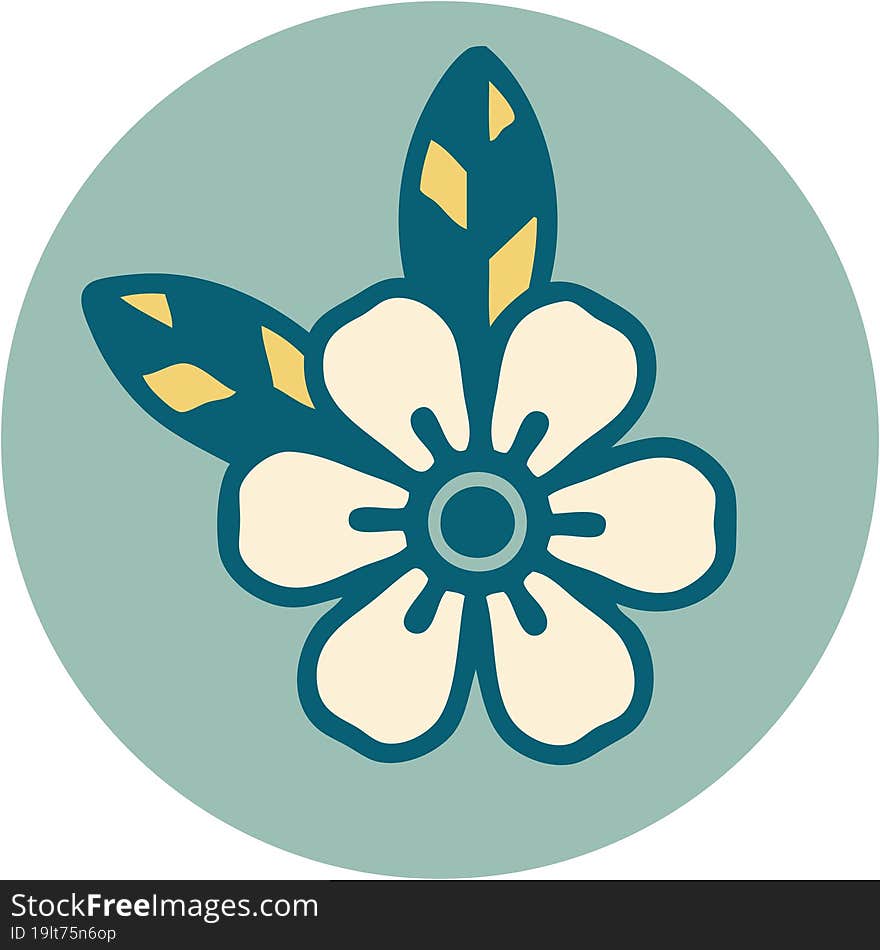 iconic tattoo style image of a flower. iconic tattoo style image of a flower