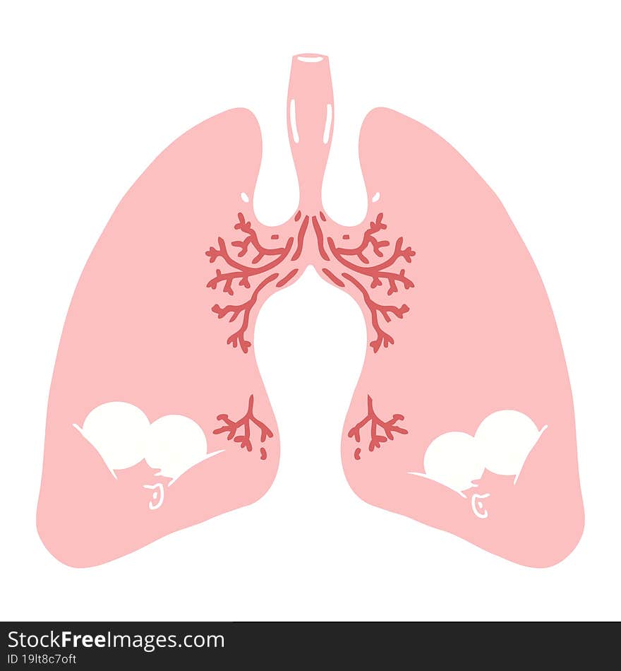 Flat Color Style Cartoon Lungs