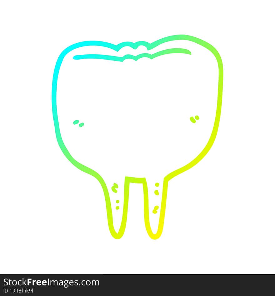 cold gradient line drawing cartoon tooth