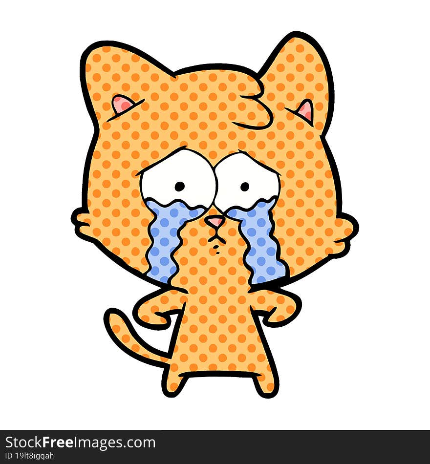 cartoon crying cat. cartoon crying cat