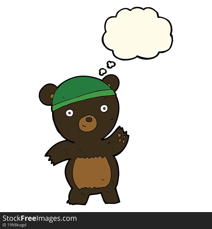 cute cartoon black bear with thought bubble