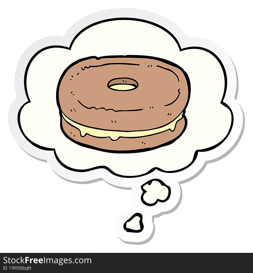 cartoon biscuit and thought bubble as a printed sticker