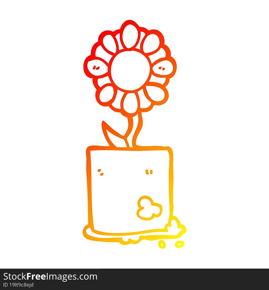 warm gradient line drawing cartoon flower