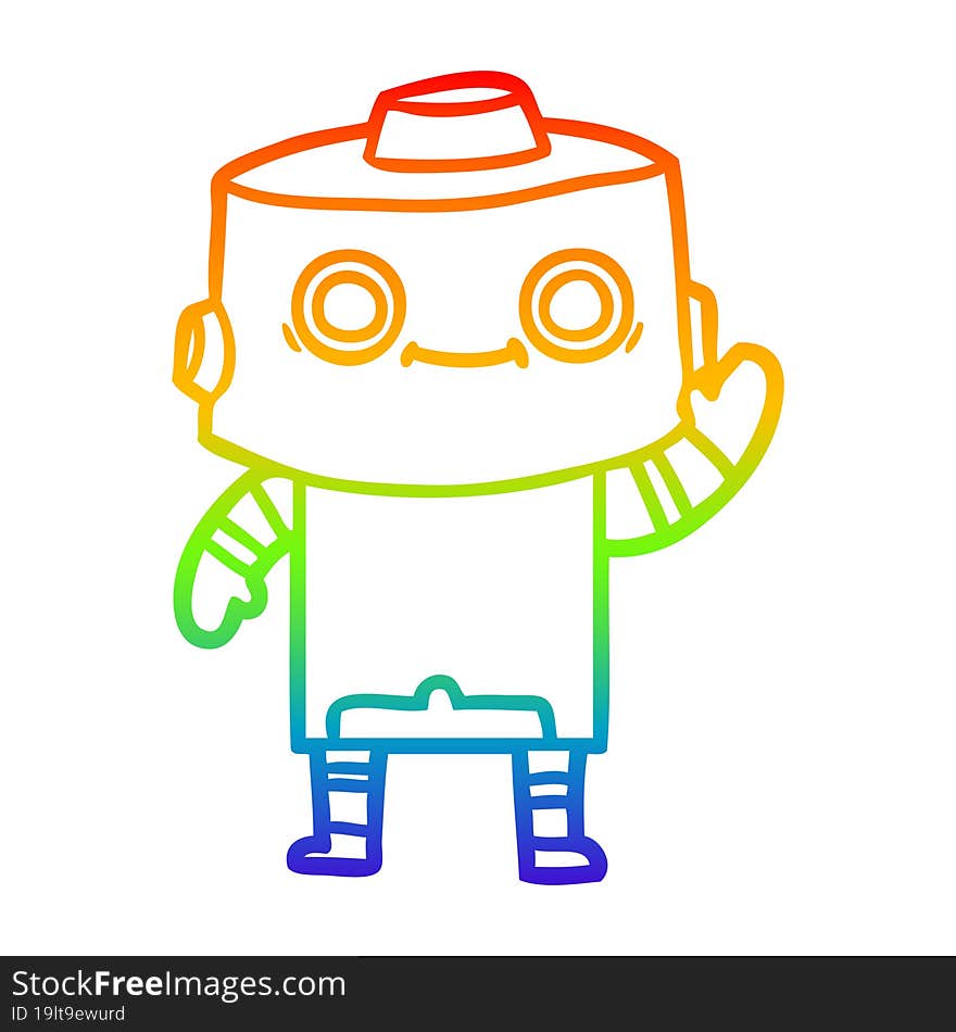 rainbow gradient line drawing cartoon robot