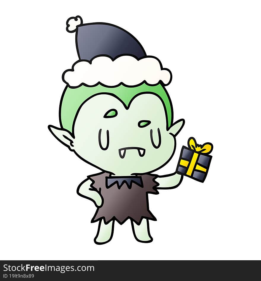 christmas gradient cartoon of kawaii vampire