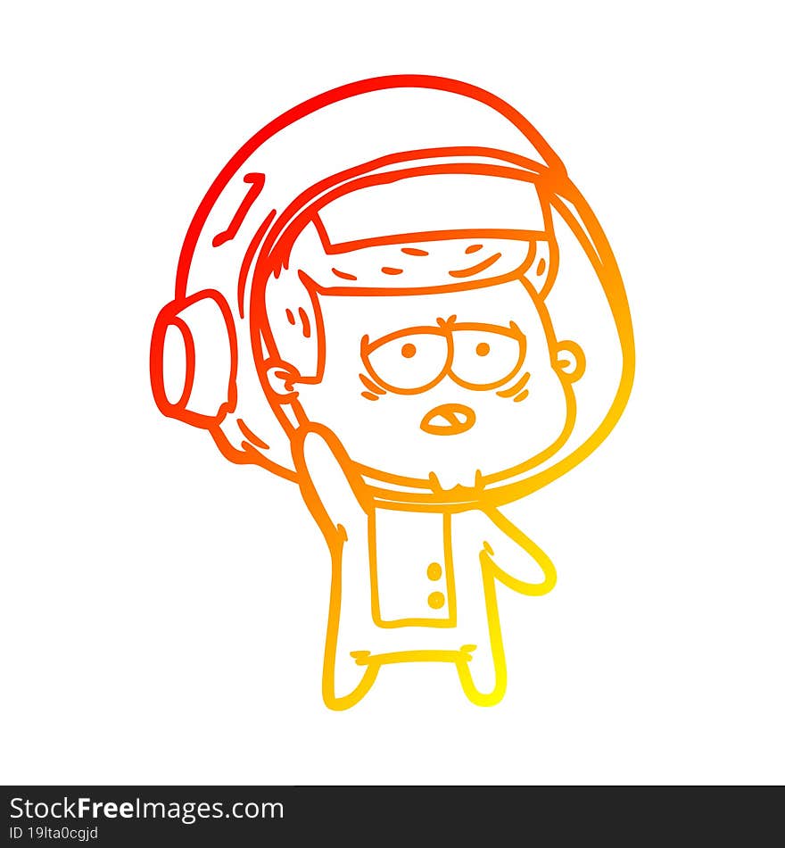 warm gradient line drawing cartoon tired astronaut