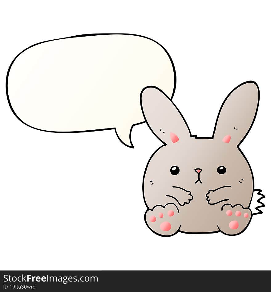 Cartoon Rabbit And Speech Bubble In Smooth Gradient Style