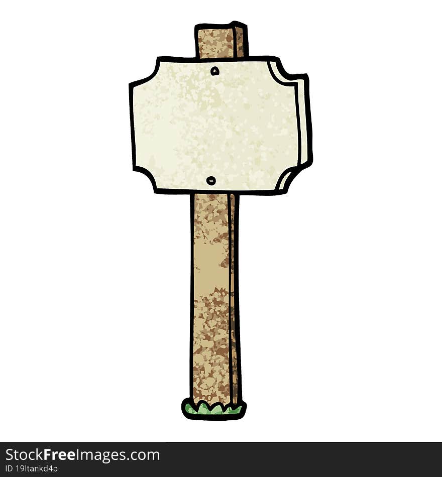 grunge textured illustration cartoon sign post