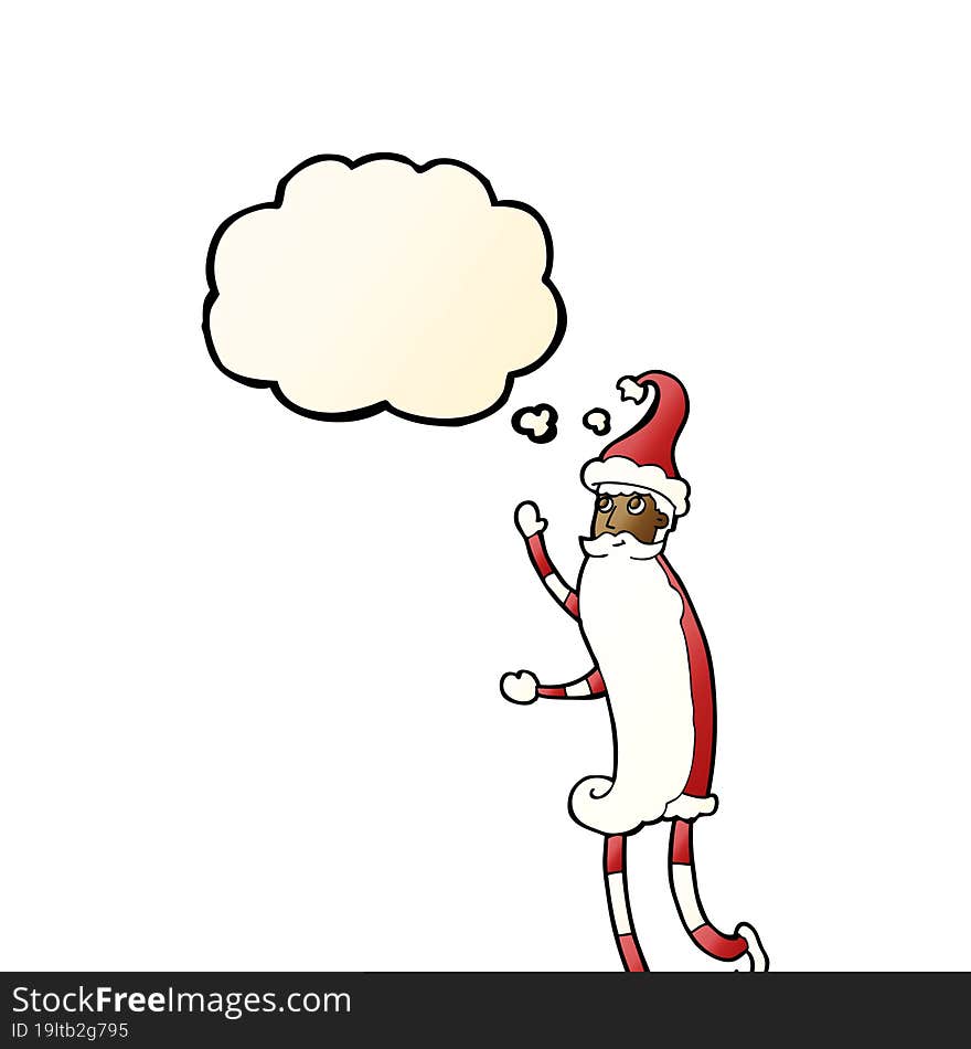 cartoon skinny santa with thought bubble