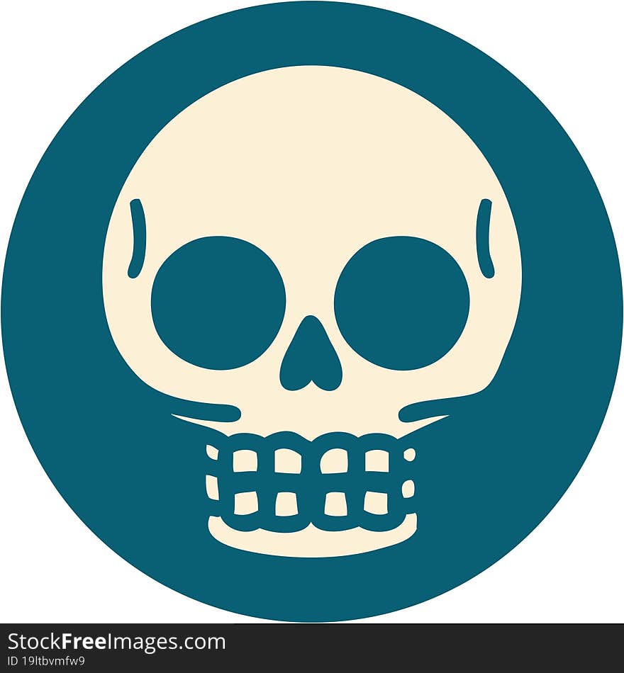 iconic tattoo style image of a skull. iconic tattoo style image of a skull