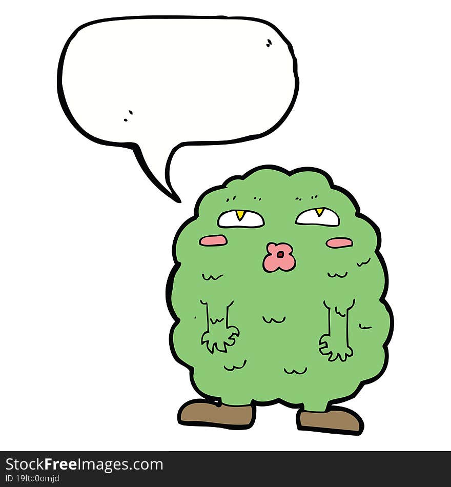 Funny Cartoon Monster With Speech Bubble