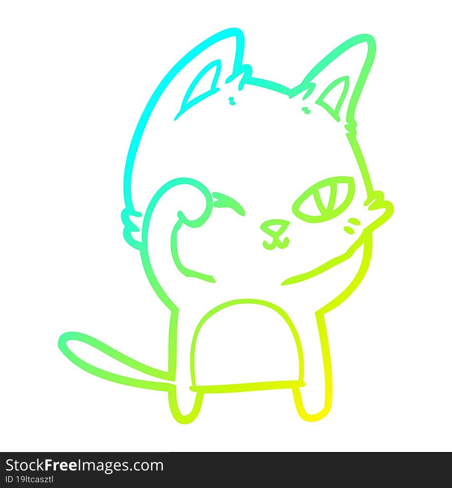 cold gradient line drawing cartoon cat rubbing eye