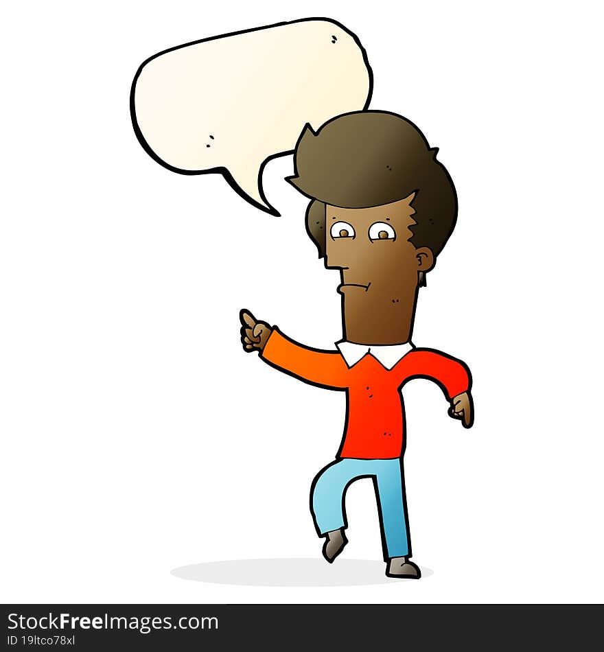 Cartoon Man Pointing With Speech Bubble