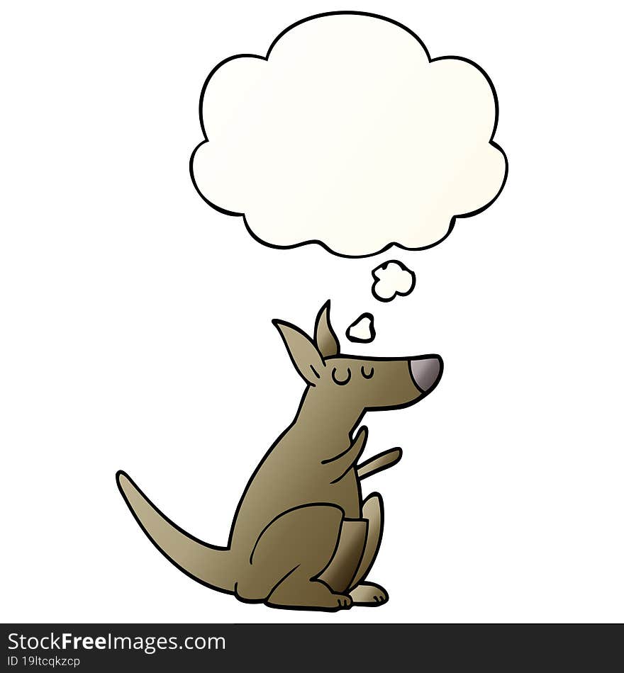 Cartoon Kangaroo And Thought Bubble In Smooth Gradient Style