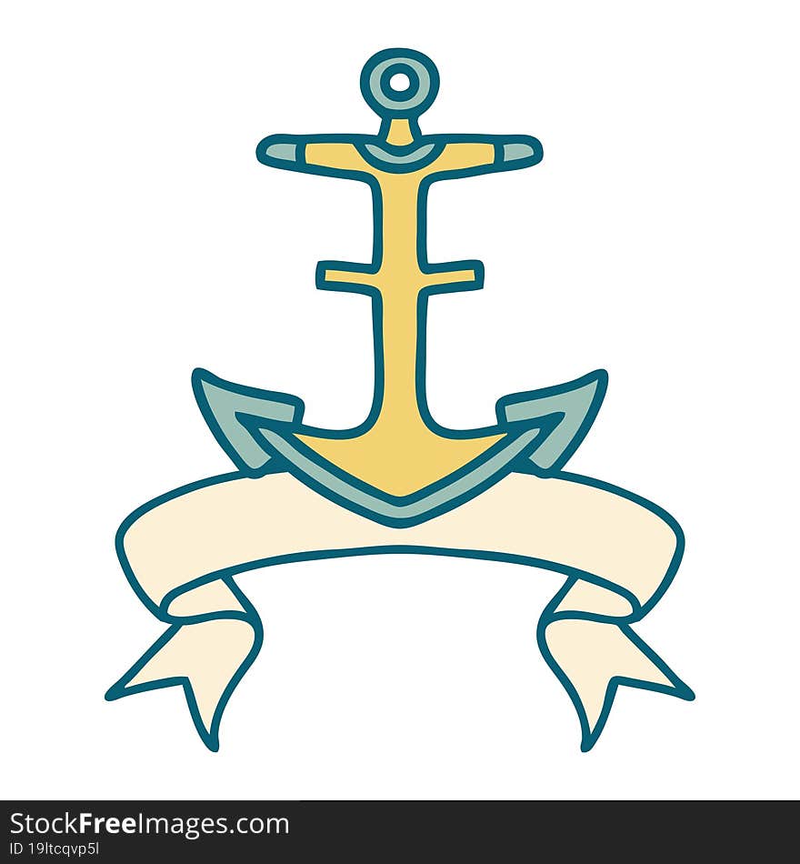 tattoo with banner of an anchor