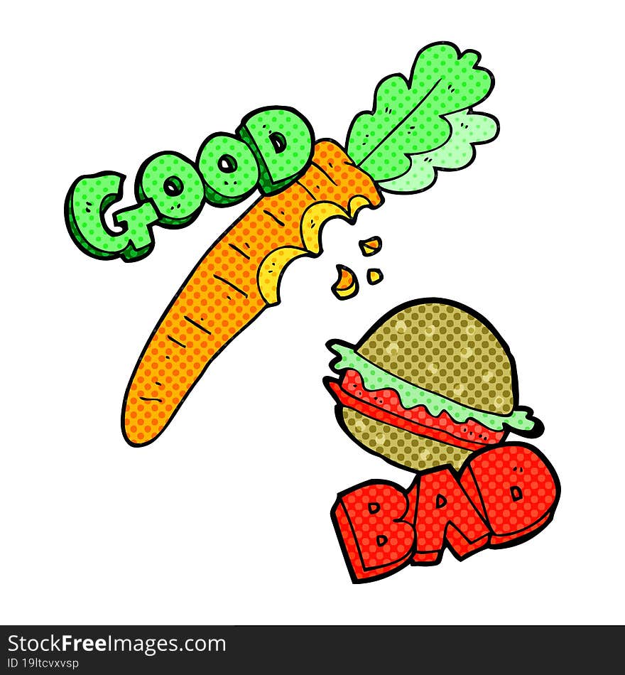 cartoon good and bad food