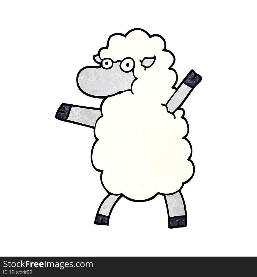 cartoon doodle sheep standing upright