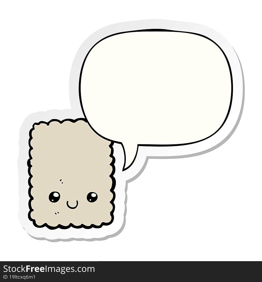 cartoon biscuit and speech bubble sticker