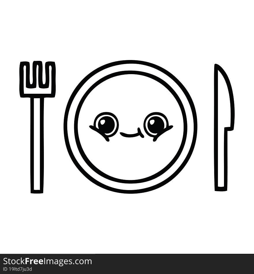 line drawing cartoon dinner plate