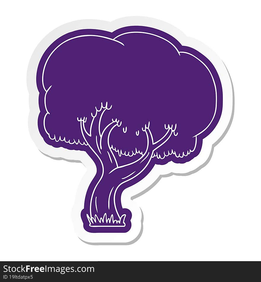 cartoon sticker of a summer tree