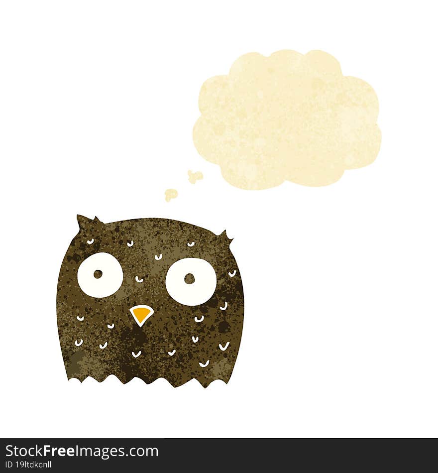 cartoon owl with thought bubble