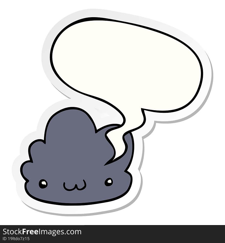 Cute Cartoon Cloud And Speech Bubble Sticker