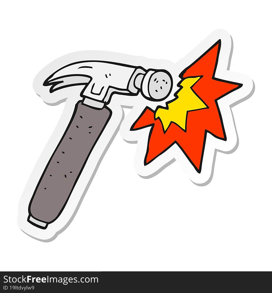 sticker of a cartoon hammer